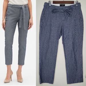 Banana Republic‎ Sz 6 Blue White Avery Herringbone Tie Waist Tailored Ankle Pant